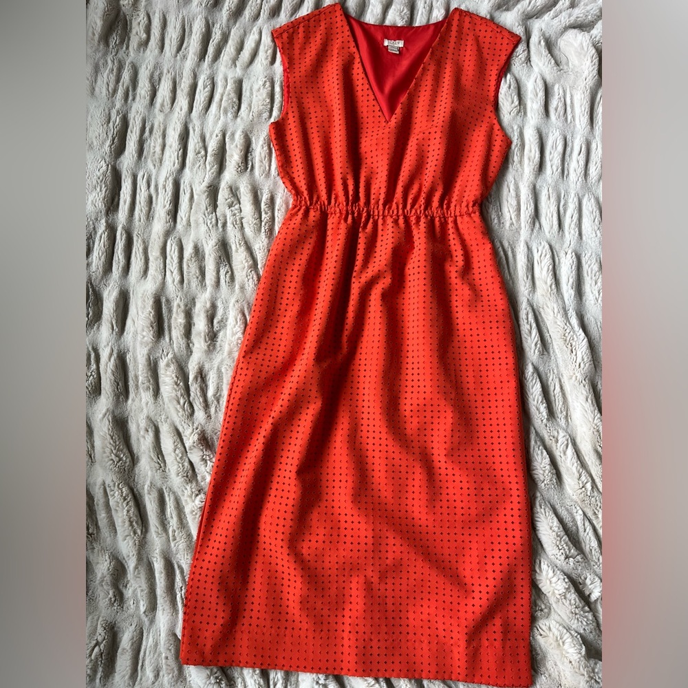 J. Crew Orange Sleeveless V-Neck Dress